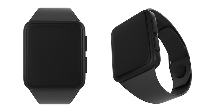 Vector gratuito reloj inteligente con pantalla en blanco y banda de muñeca negra