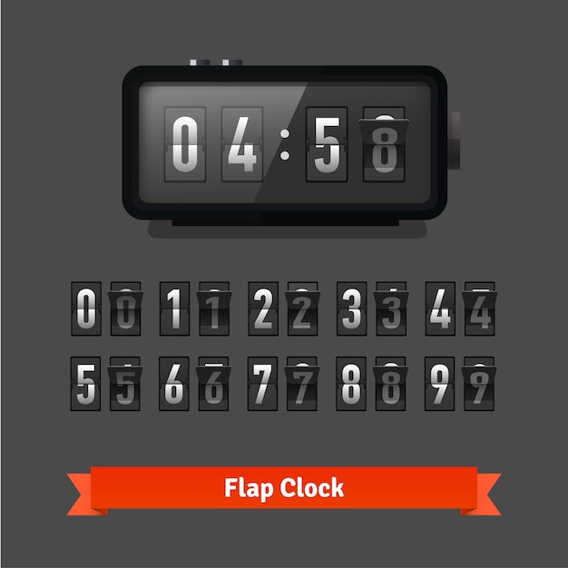 Vector gratuito reloj de solapa de tabla y plantilla de contador de números
