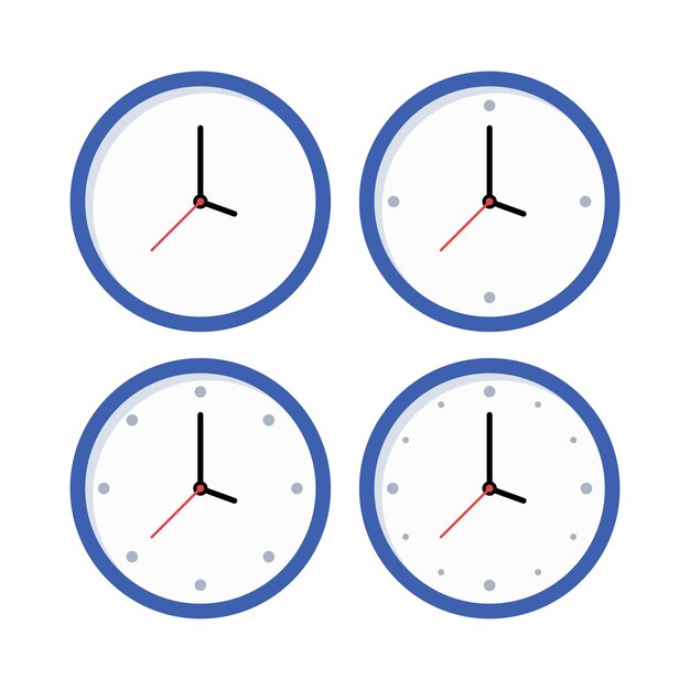 Relojes con caras de estilo sencillo y plano