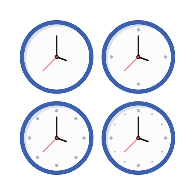 Relojes con caras de estilo sencillo y plano
