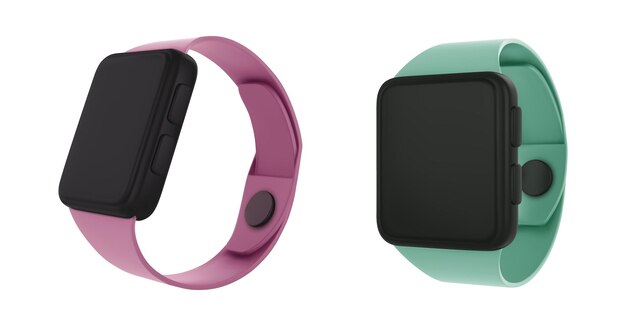 Relojes inteligentes 3D aislados sobre un fondo blanco