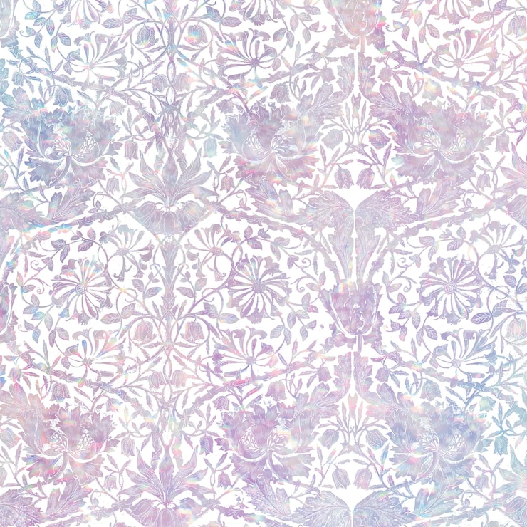 Vector gratuito remezcla de patrón de vector holográfico floral rosa vintage de la obra de arte de william morris