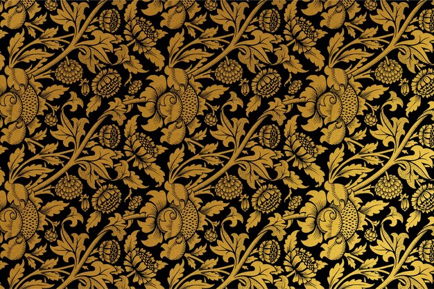 Remix de vector de fondo floral dorado vintage de la obra de arte de William Morris