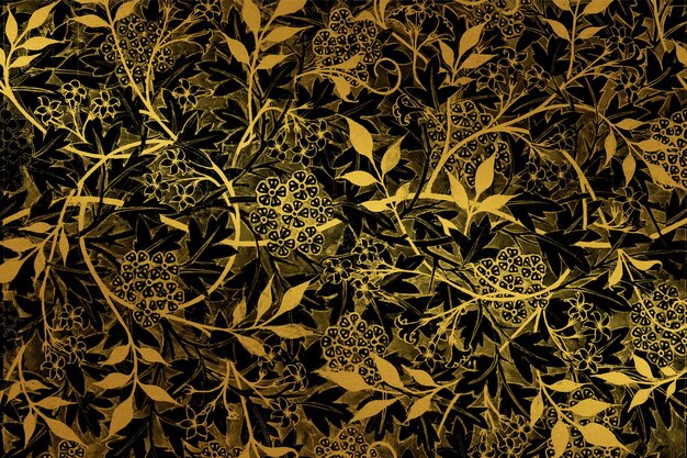 Remix de vector de fondo floral dorado vintage de la obra de arte de William Morris
