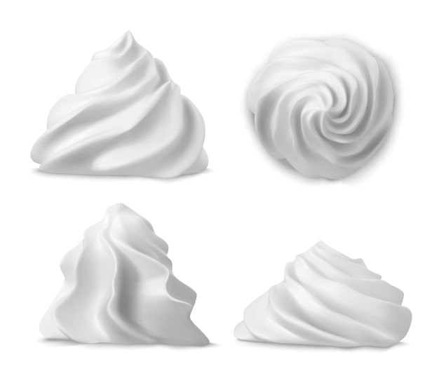 Remolino de crema batida o vista lateral superior de merengue modelo 3d
