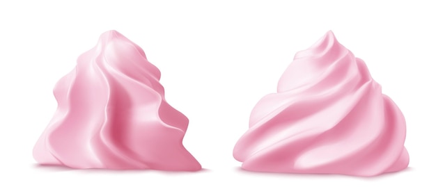 Vector gratuito remolino de crema rosa batida o vista lateral de merengue modelo 3d