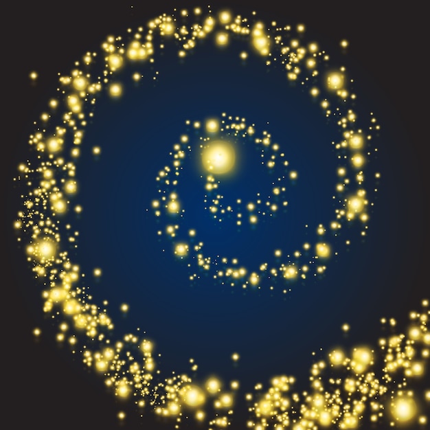 Remolino de estrellas mágicas. Resplandor espiral mágico con efecto de brillo, ilustración vectorial