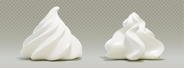Remolinos de crema batida en un fondo transparente