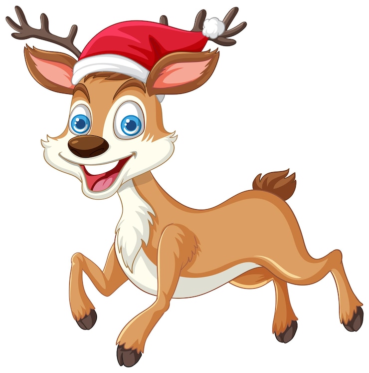Vector gratuito el reno festivo en la ilustración del sombrero de santa