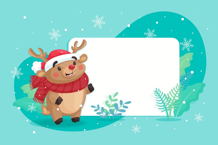 Vector gratuito reno sosteniendo pancarta en blanco