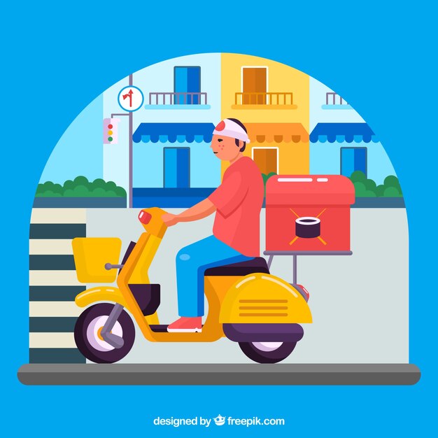 Repartidor de sushi en scooter