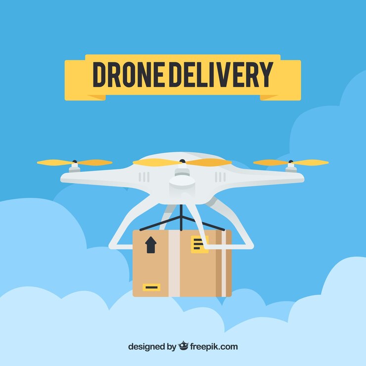 Vector gratuito reparto de drone con estilo bonito