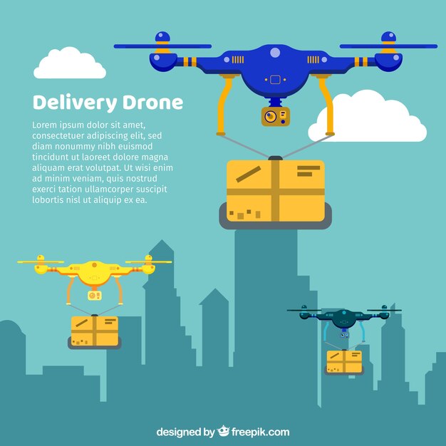 Reparto con drones en la ciudad