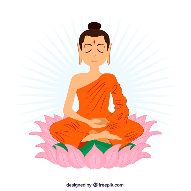 Representación de buda con estilo de dibujo a mano