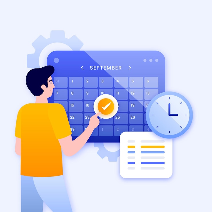 Vector gratuito reserva de cita con calendario