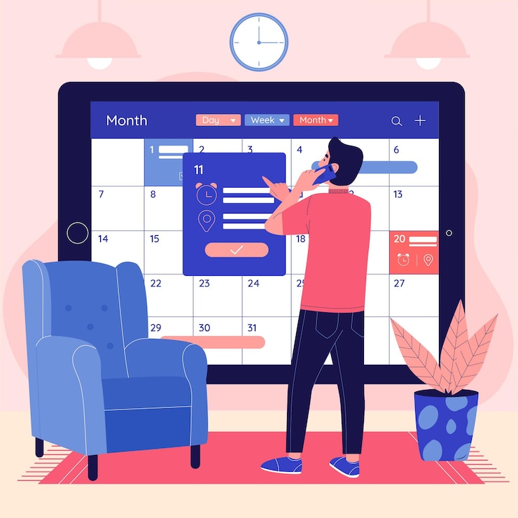 Vector gratuito reserva de cita con calendario