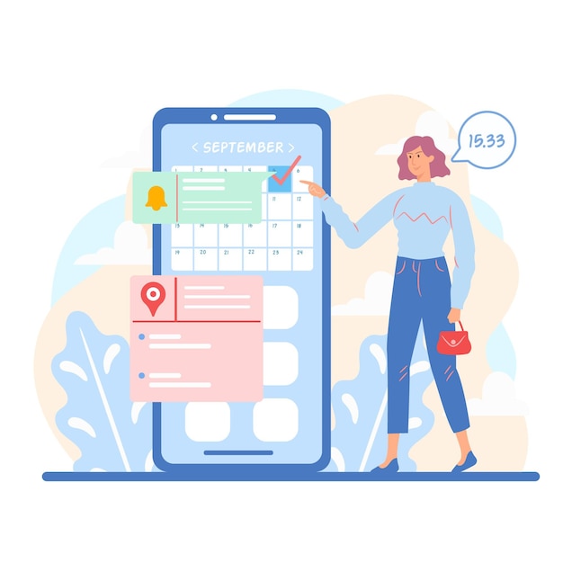 Vector gratuito reserva de citas en el móvil
