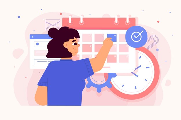 Reserva de citas con mujer revisando calendario