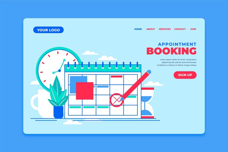 Vector gratuito reserva de citas - página de destino