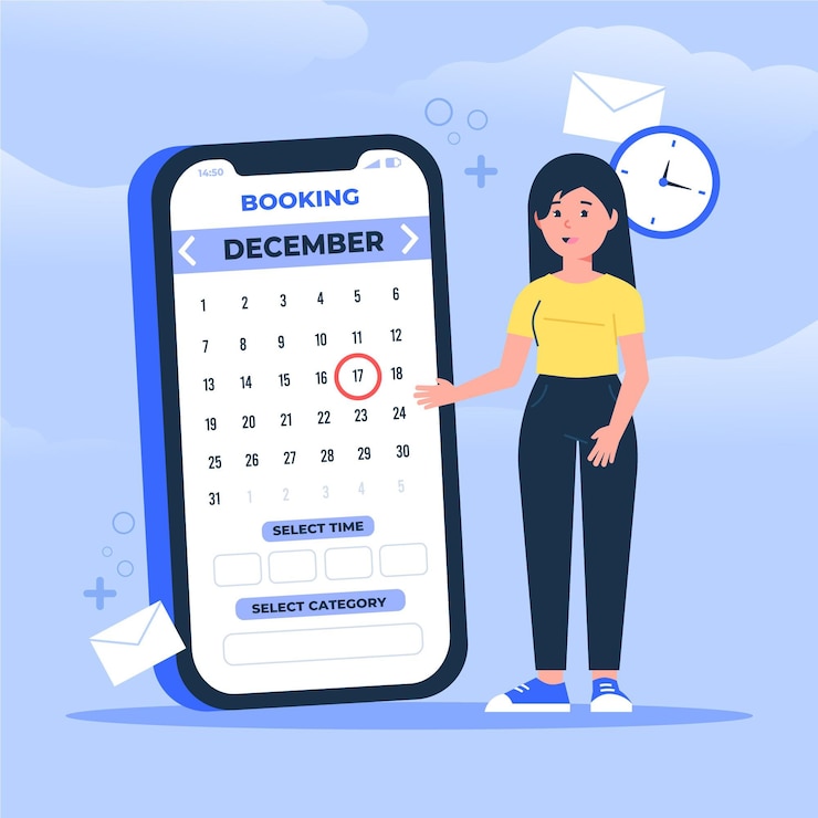 Vector gratuito reserva de citas con teléfono inteligente