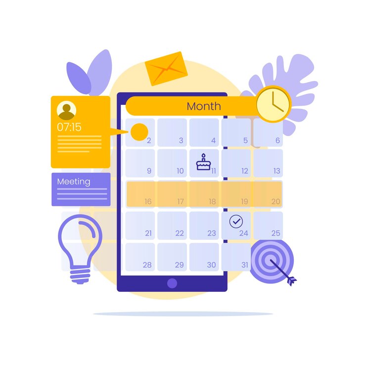 Vector gratuito reserva de citas en teléfono móvil con calendario