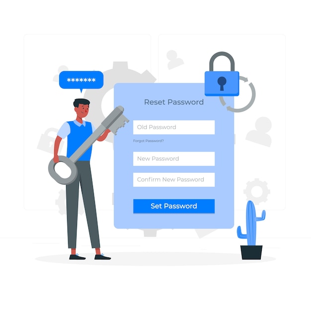 Vector gratuito restablecer la ilustración del concepto de contraseña
