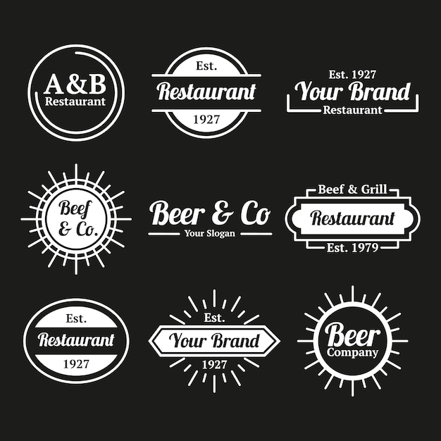 Vector gratuito restaurante cafe retro logo collection