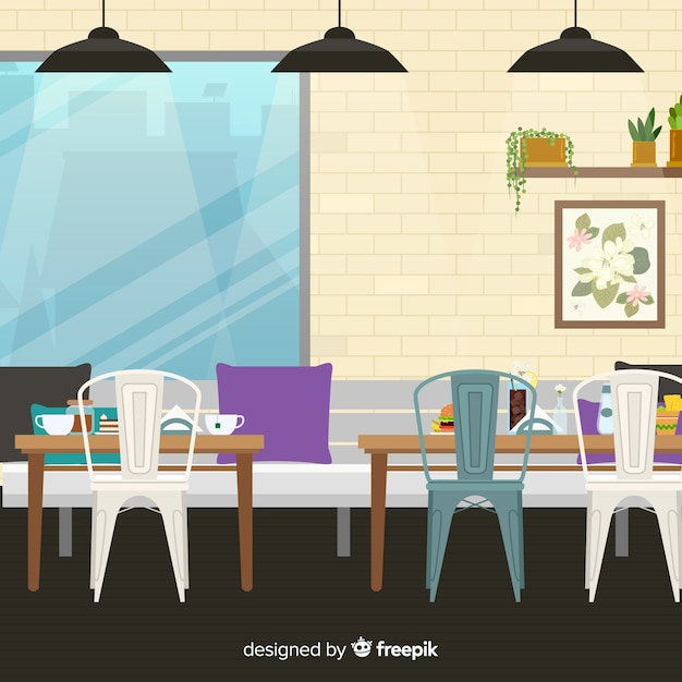 Vector gratuito restaurante elegante con diseño plano