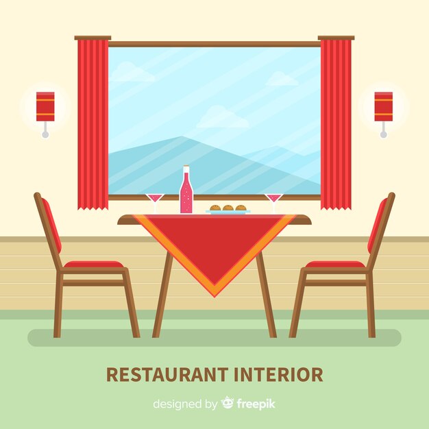 Restaurante elegante con diseño plano
