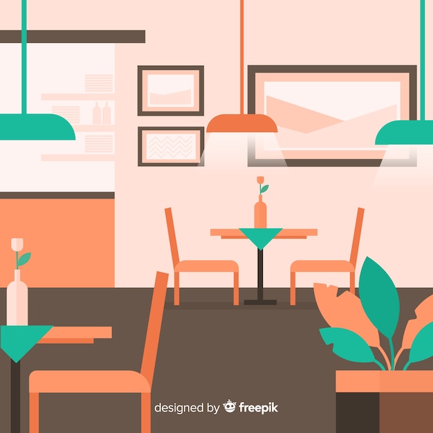 Vector gratuito restaurante elegante con diseño plano