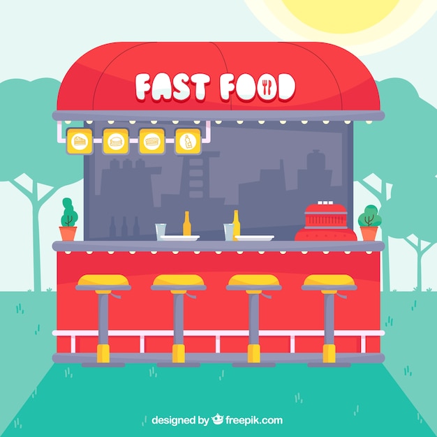 Restaurante fast food en el exterior