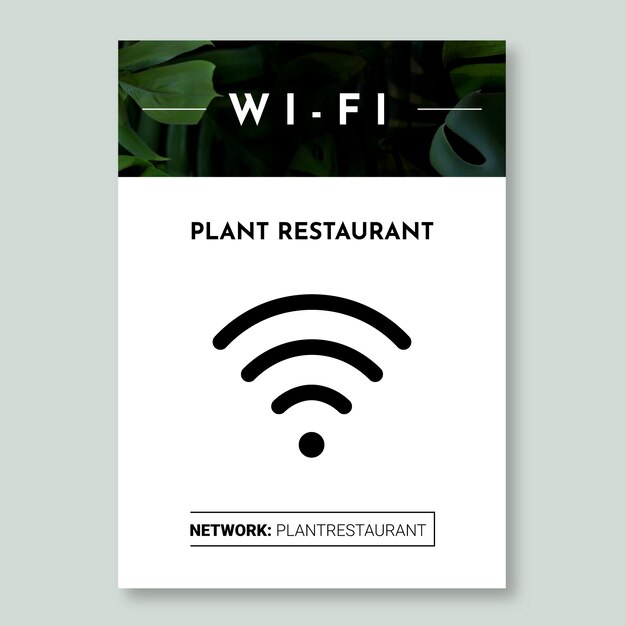 restaurante geométrico minimalista plantas señal wifi