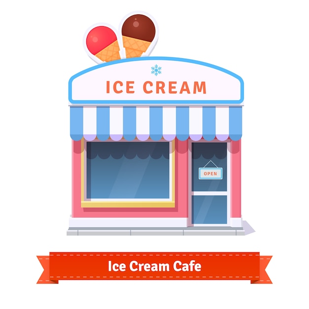 Restaurante de helados y fachada de edificio de la tienda