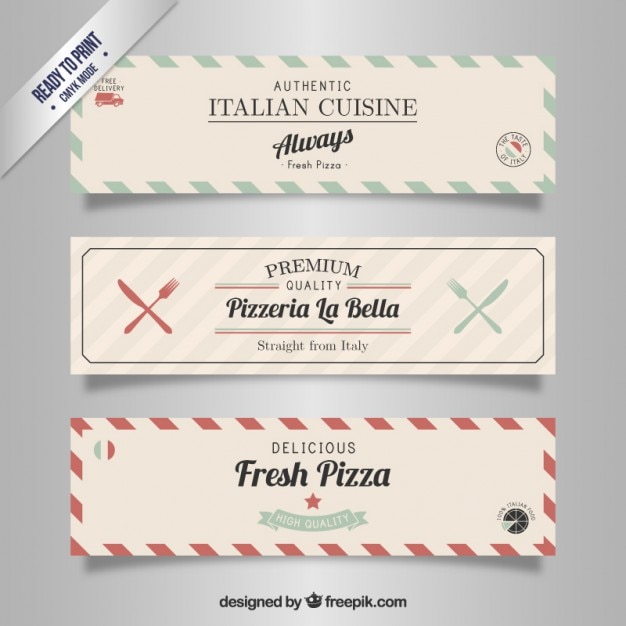 Restaurante italiano banners en estilo retro