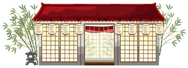 Un restaurante japonés en el fondo blanco