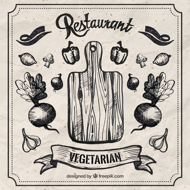 Vector gratuito restaurante vegetariano dibujado a mano