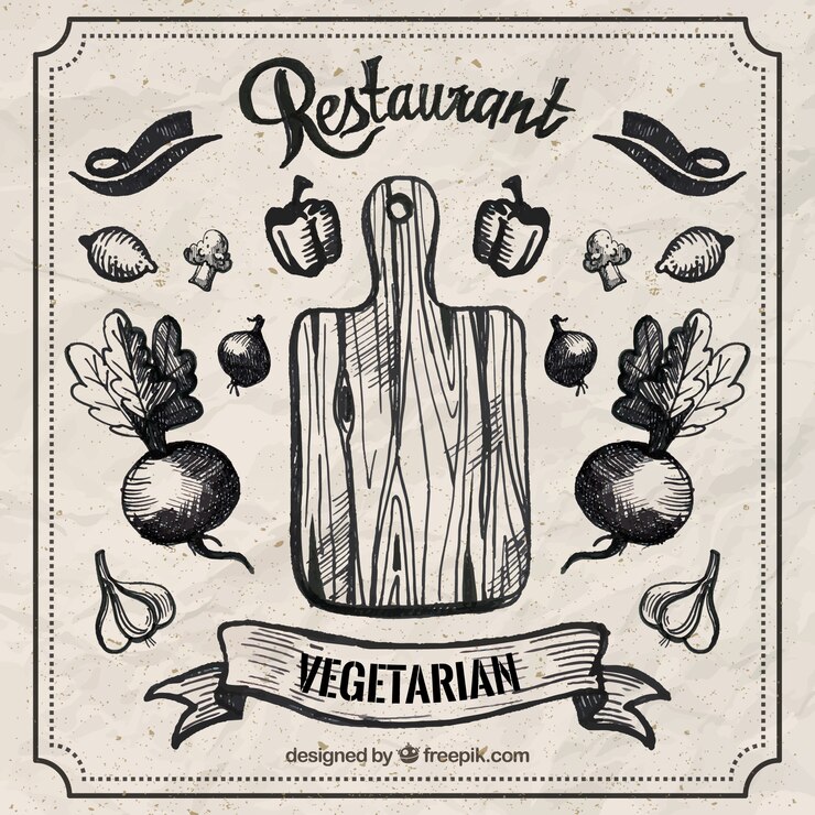 Vector gratuito restaurante vegetariano dibujado a mano