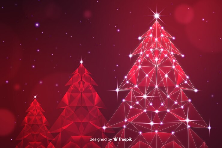 Vector gratuito resumen árbol de navidad con luces en tonos rojos