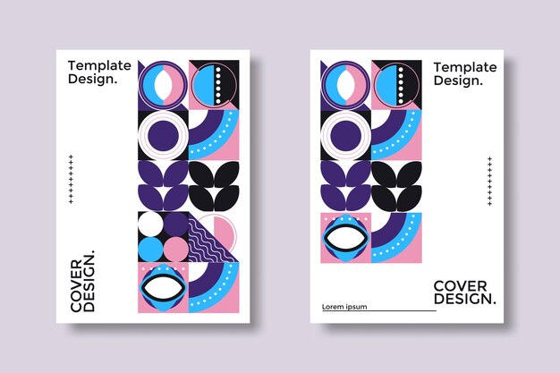 Resumen Bauhaus patrón geométrico fondo vector círculo triángulo y líneas cuadradas color arte diseño Colorido Bauhaus patrón fondo