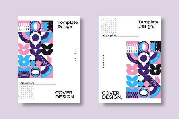 Resumen Bauhaus patrón geométrico fondo vector círculo triángulo y líneas cuadradas color arte diseño Colorido Bauhaus patrón fondo