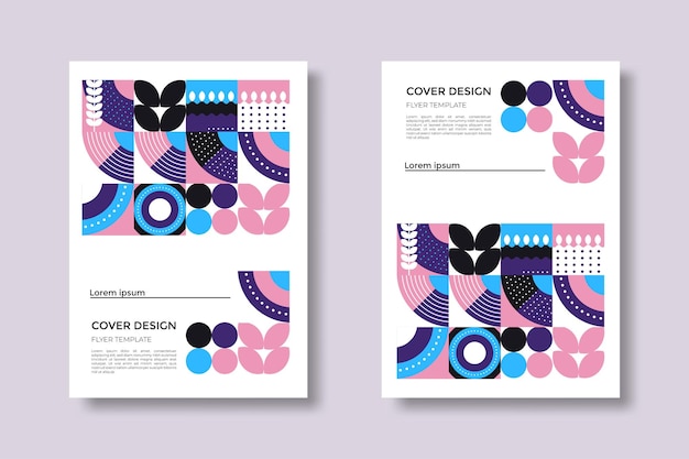 Resumen Bauhaus patrón geométrico fondo vector círculo triángulo y líneas cuadradas color arte diseño Colorido Bauhaus patrón fondo
