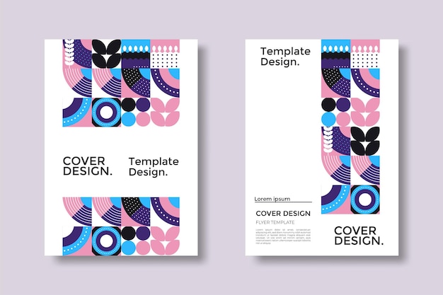Resumen Bauhaus patrón geométrico fondo vector círculo triángulo y líneas cuadradas color arte diseño Colorido Bauhaus patrón fondo