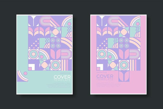 Resumen Bauhaus patrón geométrico fondo vector círculo triángulo y líneas cuadradas color arte diseño Colorido Bauhaus patrón fondo
