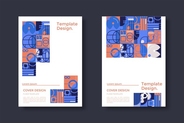 Resumen Bauhaus patrón geométrico fondo vector círculo triángulo y líneas cuadradas color arte diseño Colorido Bauhaus patrón fondo
