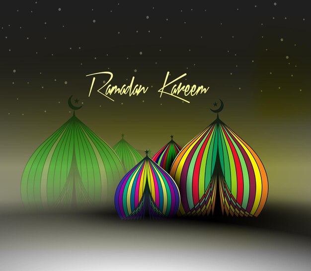 Resumen Eid Mubarak Ramadan Kareem Text Mosque o Masjid Vector ilustración