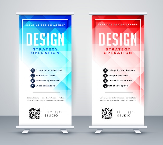 Vector gratuito resumen estilo de negocios roll up banner plantilla