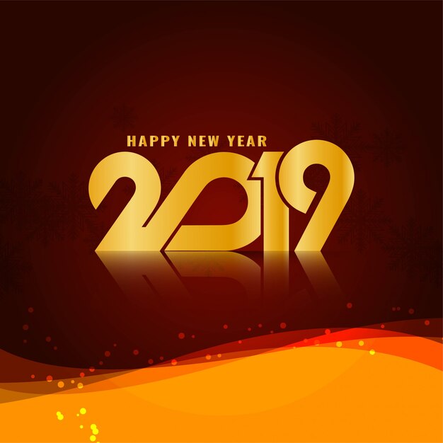Resumen feliz año nuevo 2019 elegante fondo ondulado