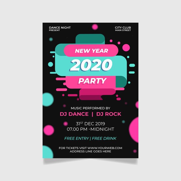 Resumen flyer template fiesta año nuevo 2020