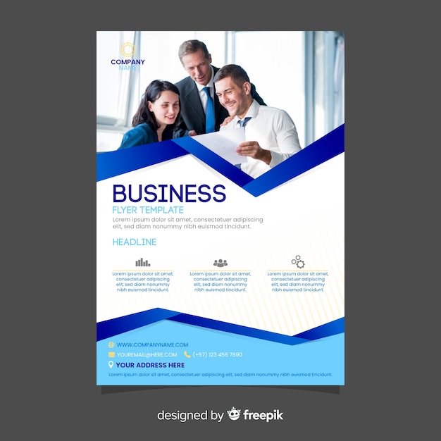 Vector gratuito resumen folleto de negocios con foto