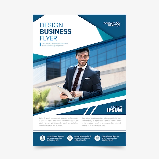 Resumen folleto de negocios con foto